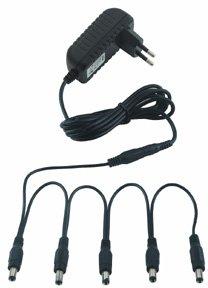 RockPower NT 50 - Power Supply Combo Pack (9V DC, 1.300 mA, (-) Center + Daisy Chain w/ 5 outputs, EU Plug)