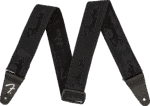 Fender Straps // WeighLess™ Running Logo Strap, Black/Black, 2"