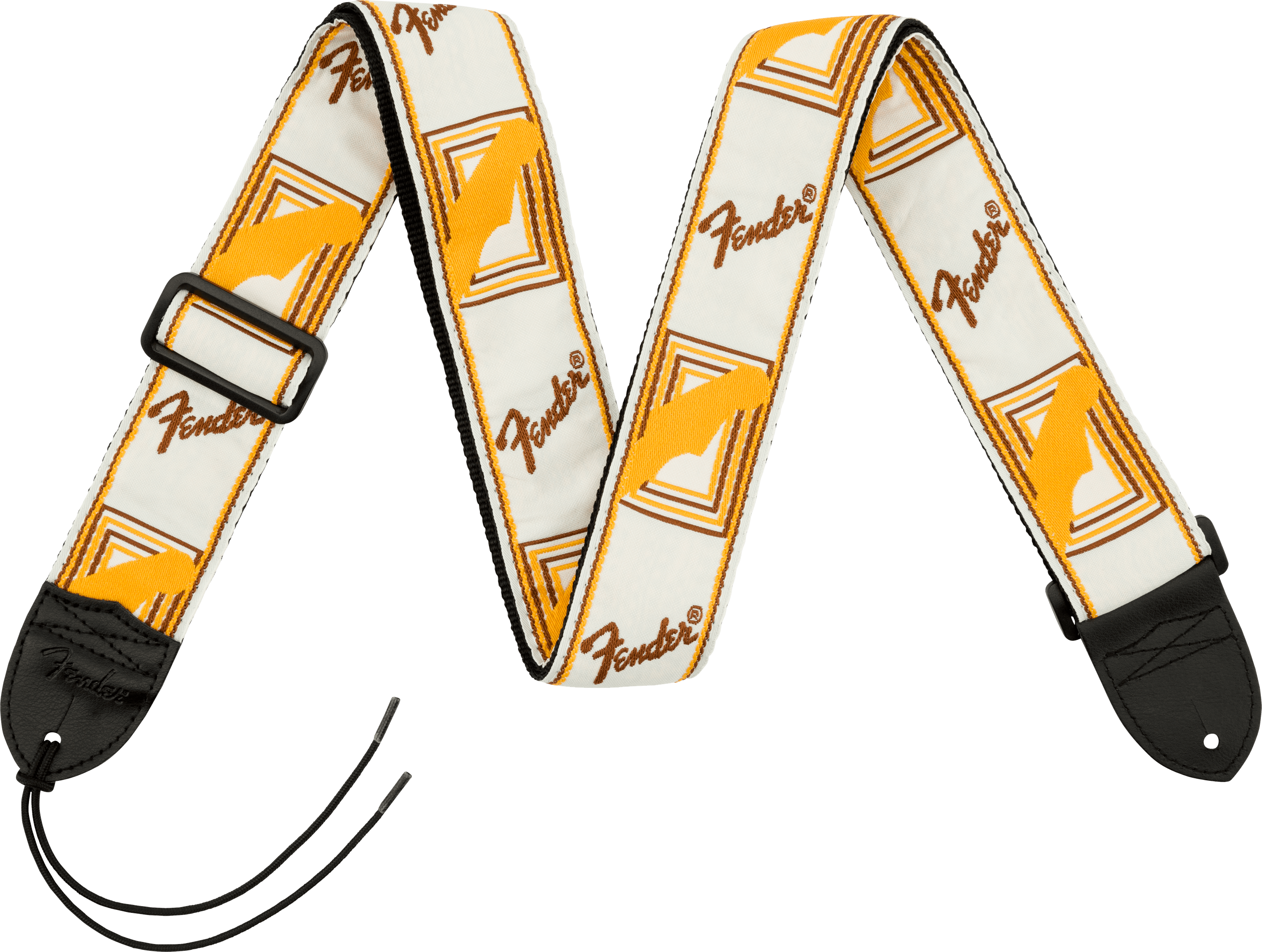 Fender Straps // Monogrammed Strap, White/Brown/Yellow, 2"