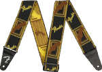 Fender Straps // WeighLess™ Monogram Strap, Black/Yellow/Brown, 2"