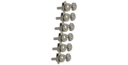Grover 505FVN Roto-Grip Locking Rotomatics for Vintage F-Style Tuners - Guitar Machine Heads, 6-in-Line, Bass Side (Left) - Nickel