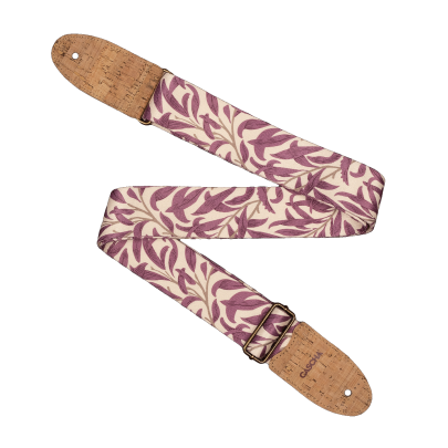 Ukulele Strap Nylon Mauve Leaves Cork CASCHA
