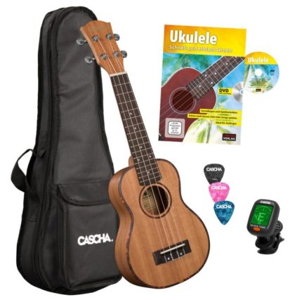 CASCHA Ukulele kit avec housse, méthode + accordeur