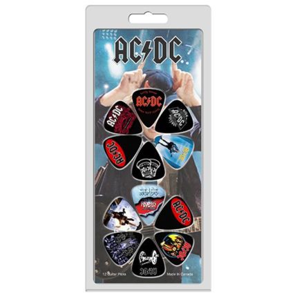 PERRI’S Leathers - AC/DC Official Licensing Variety Pack Celluloid Guitar Picks - 12 Pack