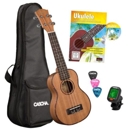 Ukulele Soprano Mahogany Pack + Bag + Book + Tuner CASCHA