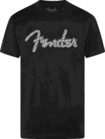 Fender Men's Clothing // Fender® Spaghetti Logo Wavy Checker Tee, B&W Checker, S