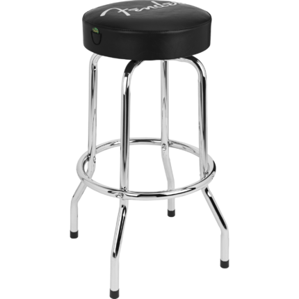 Fender Fan Cave // Fender® Spaghetti Logo Pick Pouch Barstool, Black/Chrome, 30"