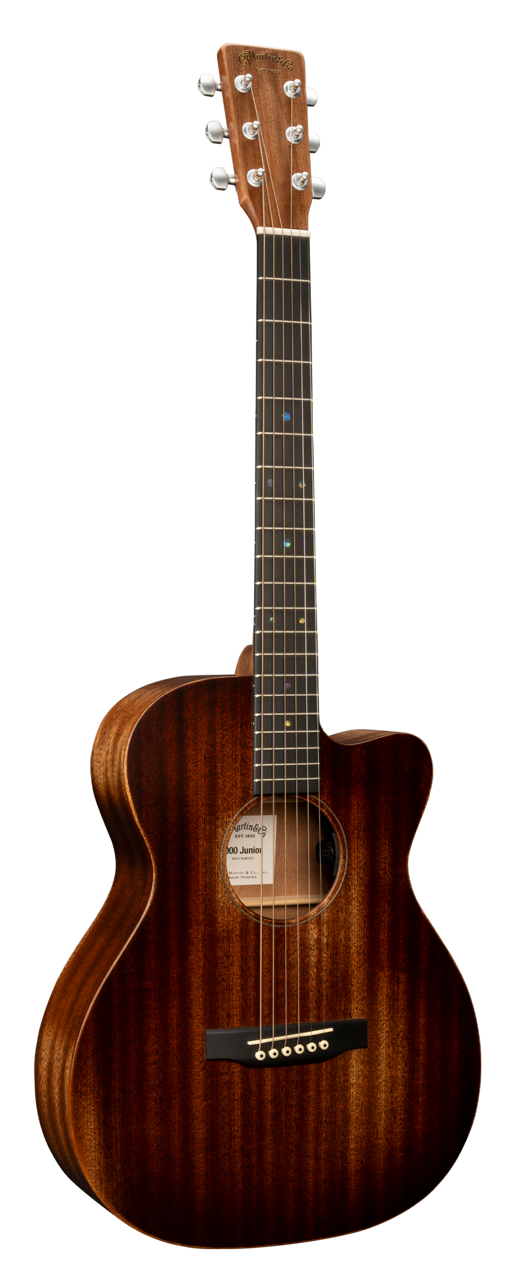 Martin Guitar, 000JrE-StreetMaster®, Junior Series, MX, Solid Sapele Top, Sapele Back and Sides, Satin, Martin E1 Electronics, Gig Bag Included – Image 1