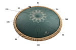 MEINL Sonic Energy 16" Octave Steel Tongue Drum fa dièse mineur 9 notes 432 Hz vert foncé motif floral gravé – Image 2