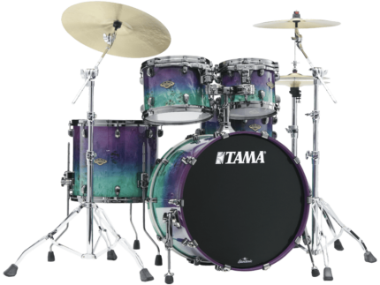 Starclassic Walnut/Birch Kit de fûts (sans caisse claire) Finition Limitée Mappa Burl Outer Ply & Black Nickel Shell Hardware