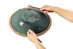 MEINL Sonic Energy 16" Octave Steel Tongue Drum fa majeur 9 notes 432 Hz vert foncé motif floral gravé – Image 5