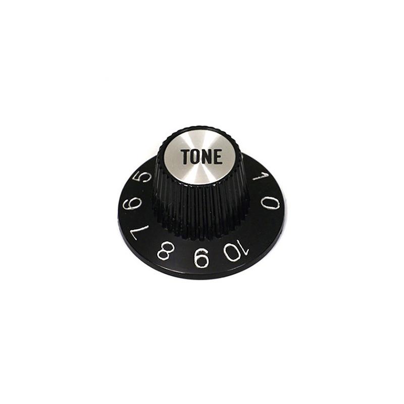 BOUTONS WITCH HAT TONE SILVER TOP POTENTIOMÈTRE US NOIR (2pcs) – Image 1