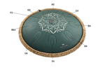 MEINL Sonic Energy 16" Octave Steel Tongue Drum fa majeur 9 notes 432 Hz vert foncé motif floral gravé – Image 2