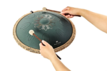 MEINL Sonic Energy 16" Octave Steel Tongue Drum fa dièse mineur 9 notes 432 Hz vert foncé motif floral gravé – Image 5