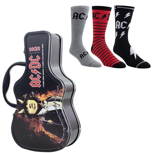 PERRI's AC/DC Guitar Tin Box - Three Pairs Socks (Socks=ONE SIZE) – Image 1
