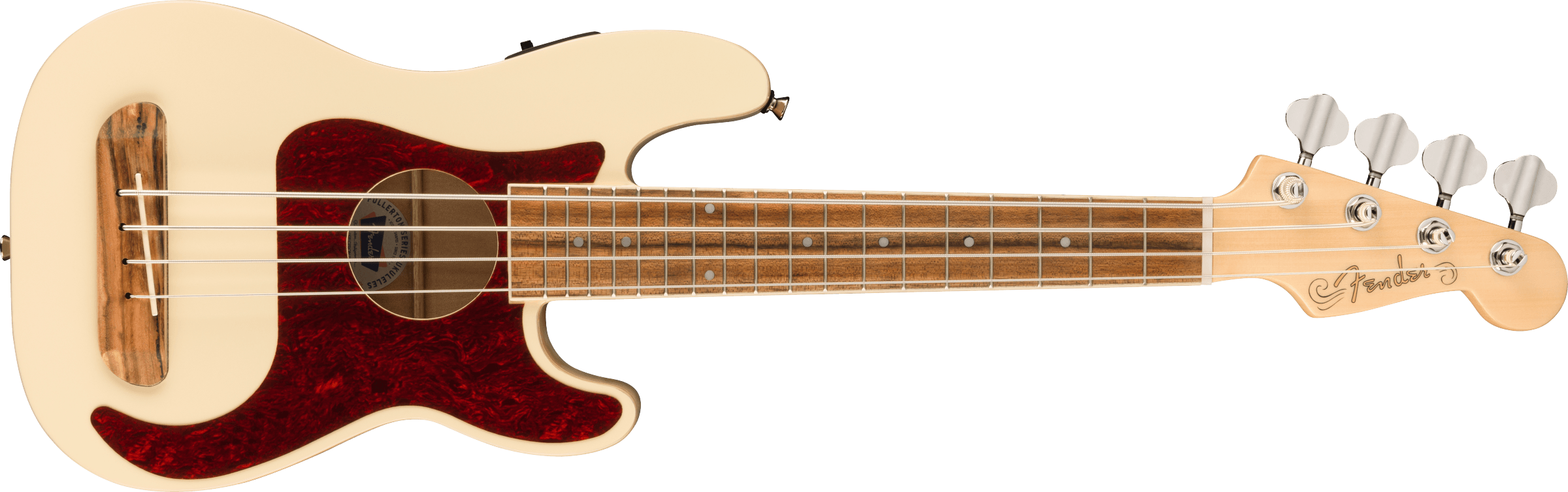 Fender Folk Instruments // Fullerton Precision Bass® Uke, Walnut Fingerboard, Tortoiseshell Pickguard, Olympic White – Image 1