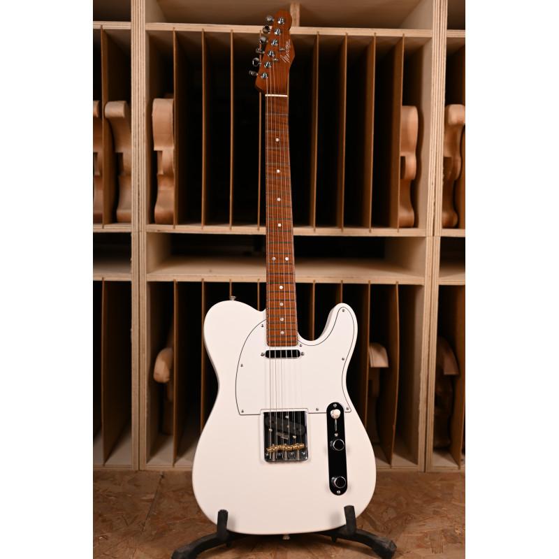 MARCEAU GUITARS® ELEGANTE ROASTED FLAMED MAPLE NECK ARTIC WHITE MAT – Image 1